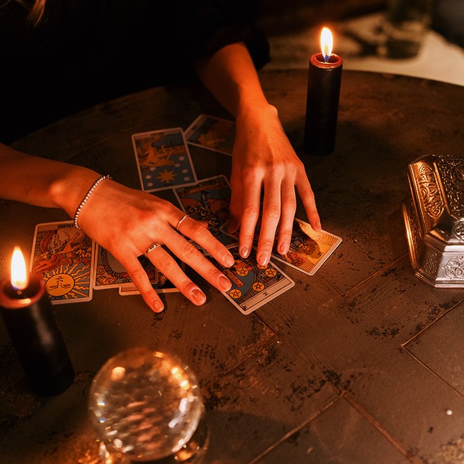 tarot cards on table